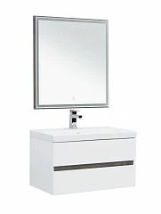 Комплект мебели Aquanet Беркли 80 белый глянец/дуб рошелье (зеркало дуб рошелье)