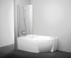 Шторка на ванну Ravak CVSK1 160/170 L профиль белый, стекло Transparent для ванн Rosa