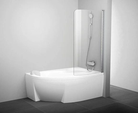 Шторка на ванну Ravak CVSK1 160/170 R профиль белый, стекло Transparent для ванн Rosa